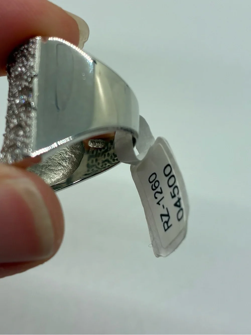 WIDE SILVER GEOMETRIC PATTERNED STERLING SILVER RING, SIZE 6